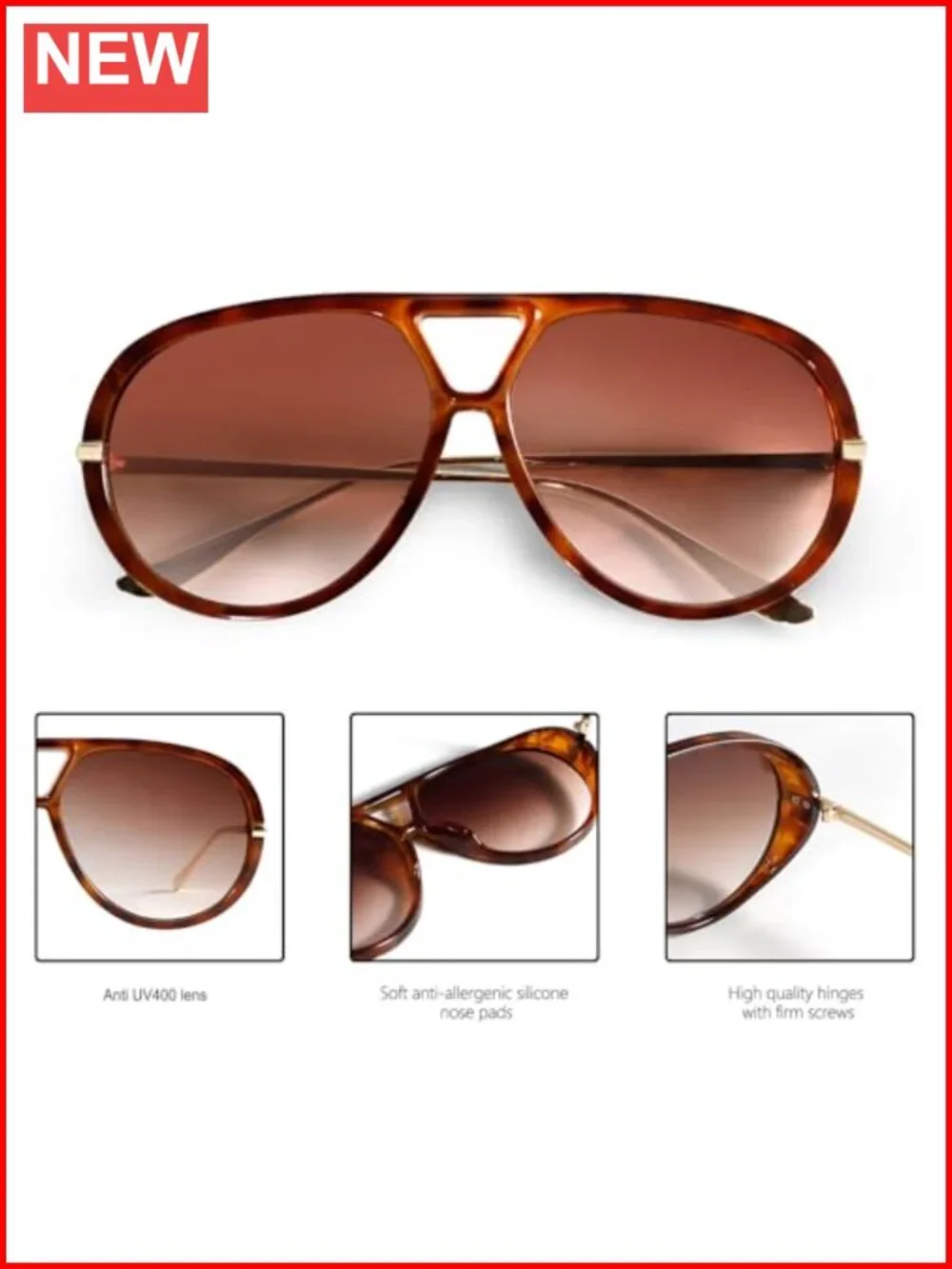 Retro Oversized Metal Aviator Sunglasses UV Protection